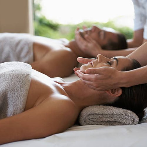 Shot of a mature couple enjoying a relaxing massage